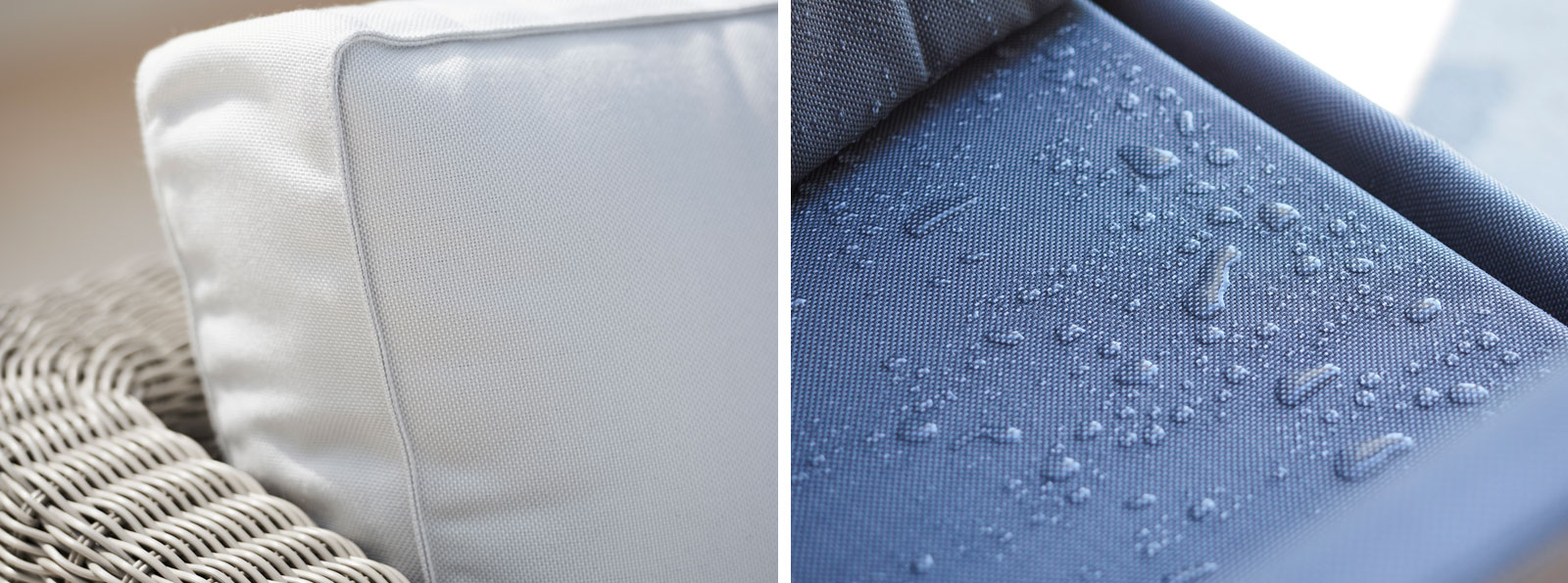 Die wetterfesten Outdoor-Loungemöbel bestehen aus hochwertigen, UV-beständigen Materialien